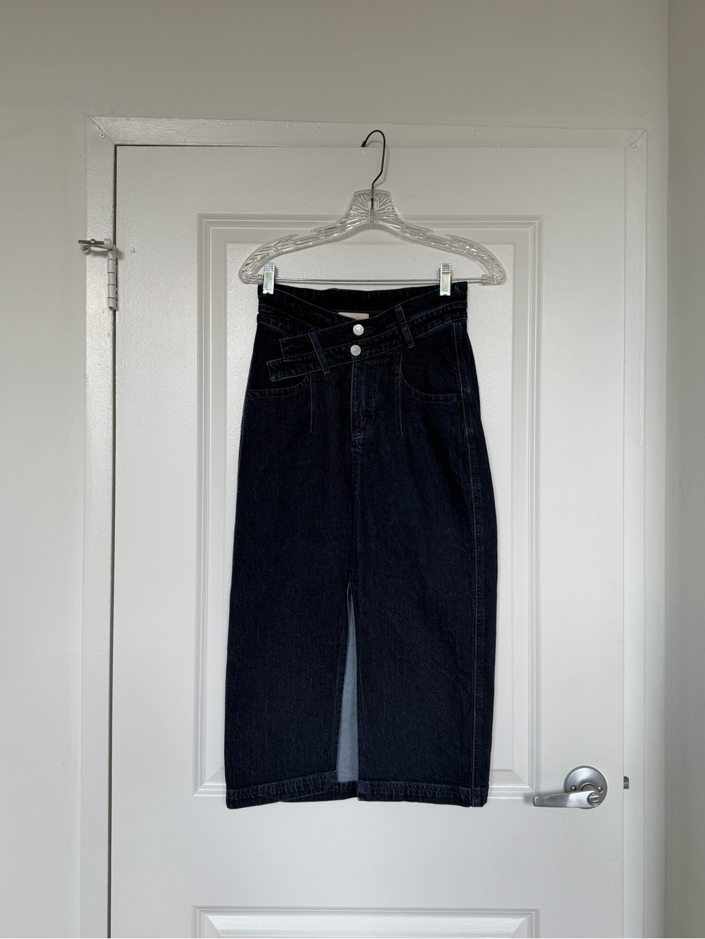 Pilcro Black High-Waist Pencil Skirt with Crossover Waistband